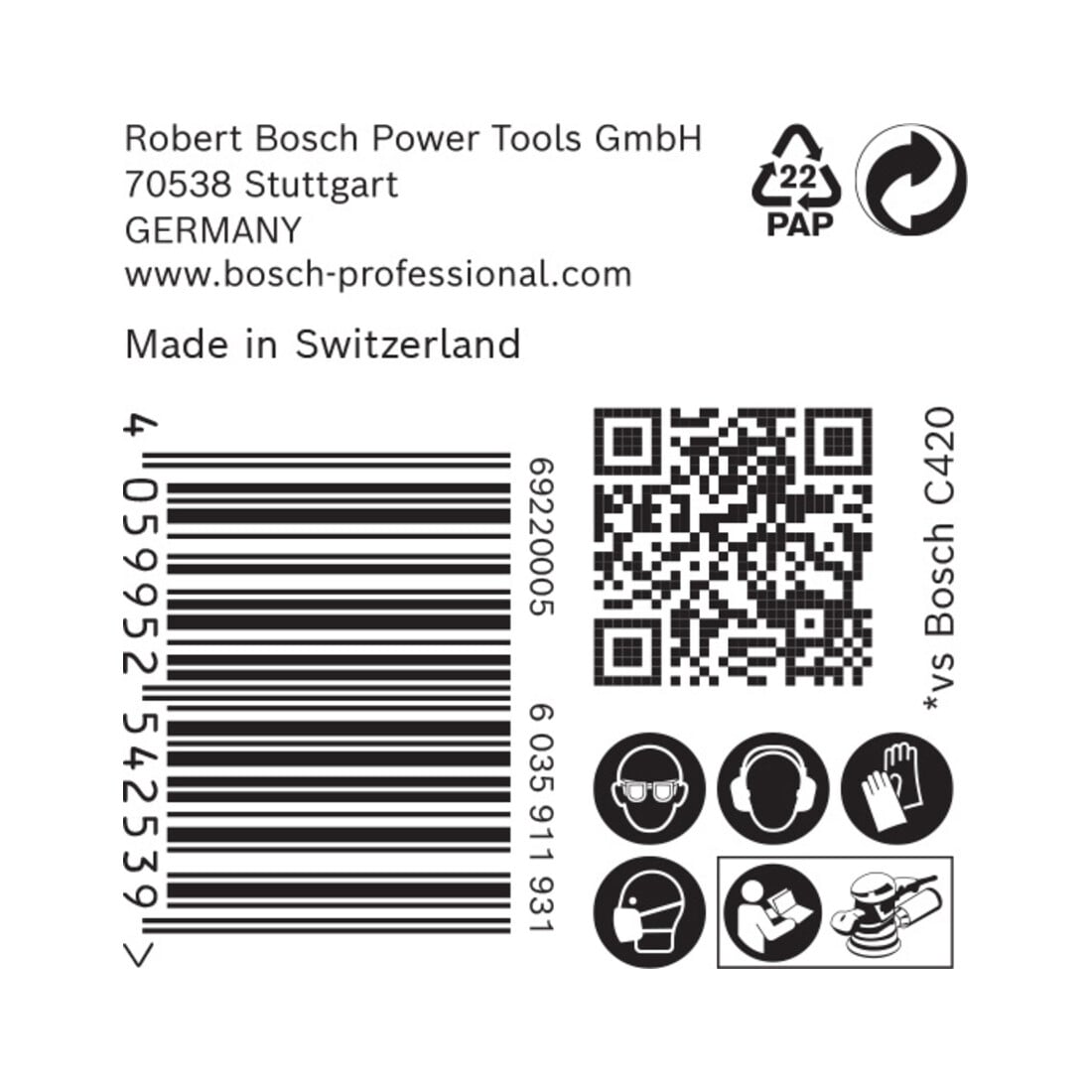 Bosch Carta abrasiva EXPERT C470 a 8 fori per levigatrice rotorbitale, 125mm G 320 5pz.
