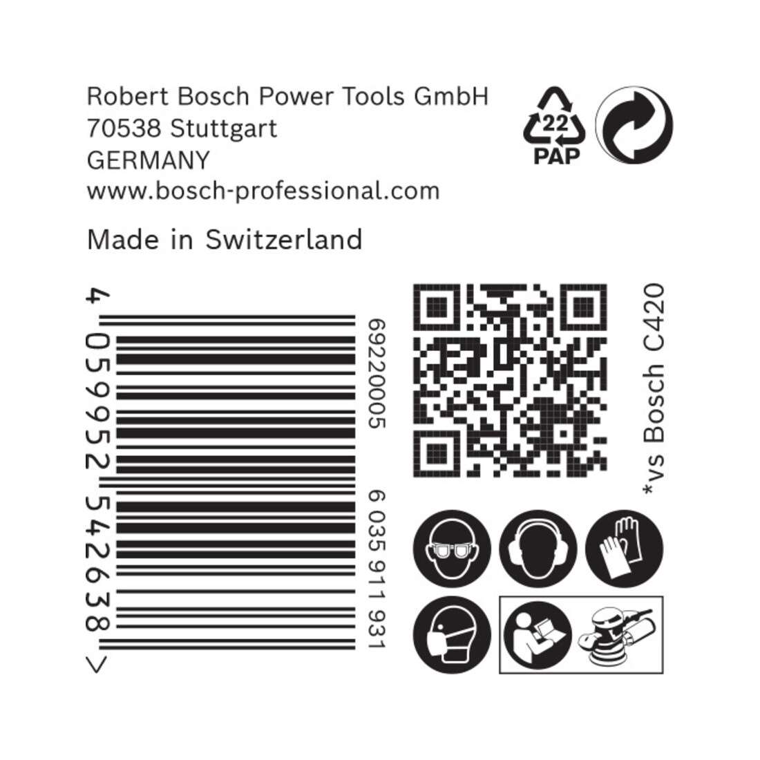 Bosch Carta abrasiva Expert C470 per levigatrice rotorbitale, 150mm, 6 fori, G 400