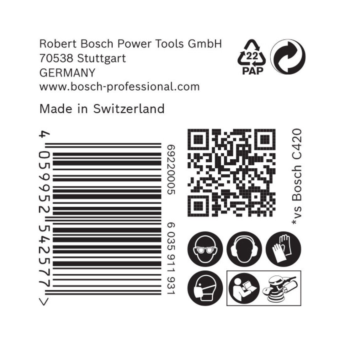 Bosch Carta abrasiva Expert C470 per levigatrice rotorbitale, 150mm, 6 fori, G 80
