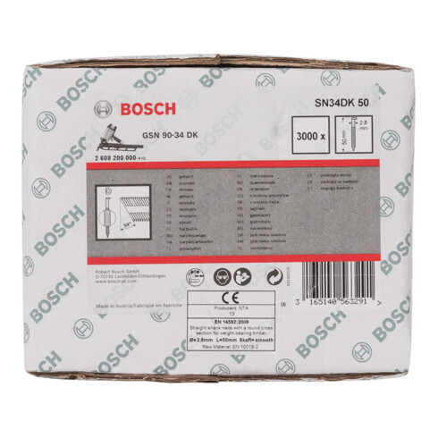 Bosch Chiodo a nastro con testa a D SN34DK 50 2,8mm 50mm, liscio