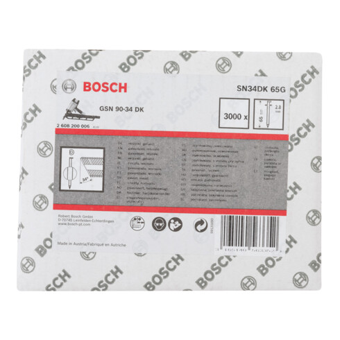 Bosch Chiodo a nastro con testa a D SN34DK 65G 2,8mm 65mm, zincato, liscio