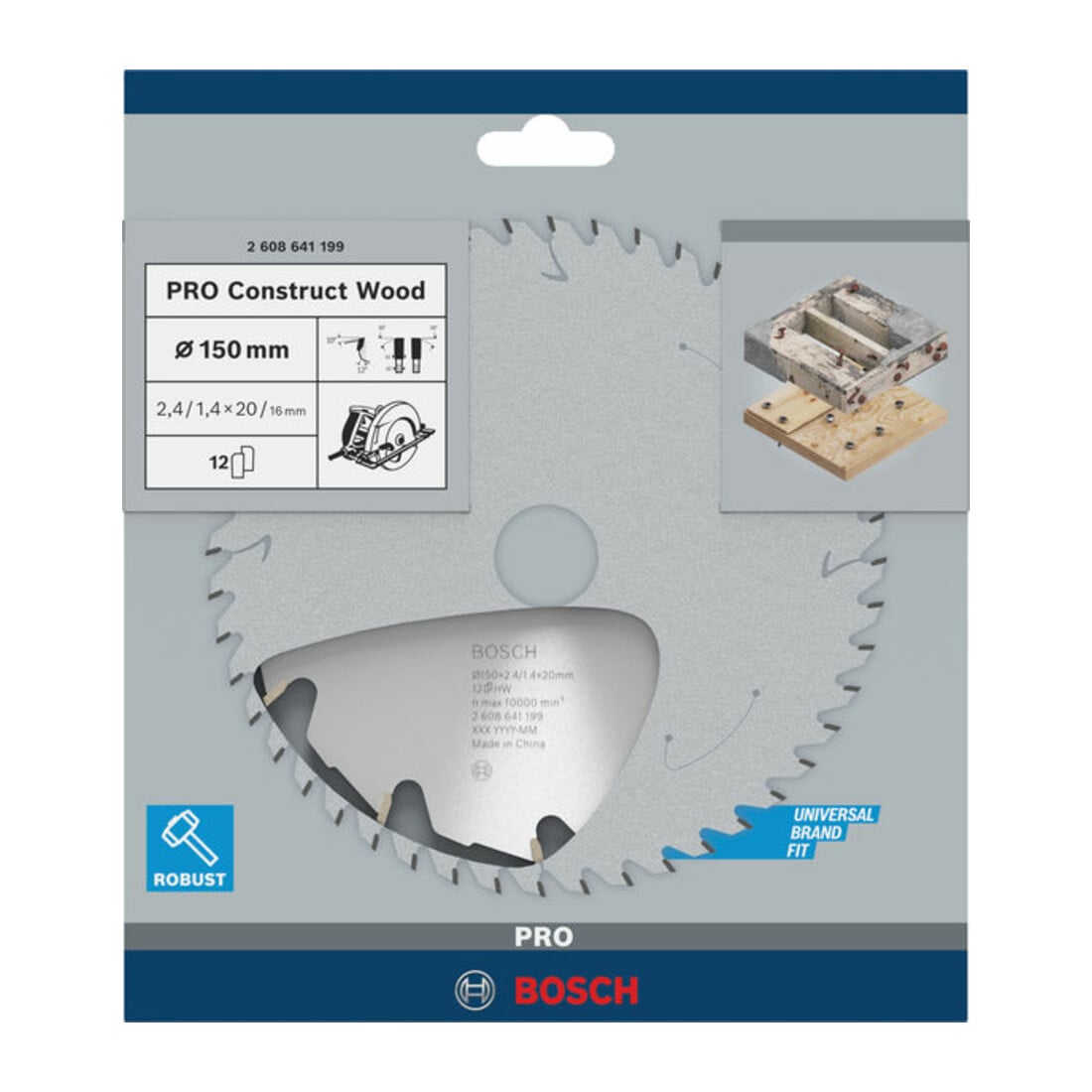 Bosch cirkelzaagblad Construct Wood 150 x 20/16 x 2,4 mm 12