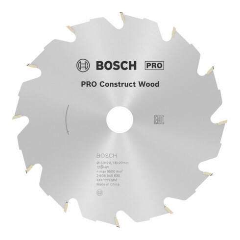 Bosch cirkelzaagblad Construct Wood 160 x 20/16 x 2,6 mm 12