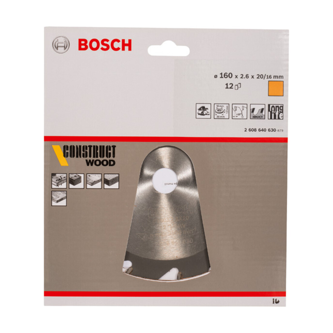 Bosch cirkelzaagblad Construct Wood 160 x 20/16 x 2,6 mm 12