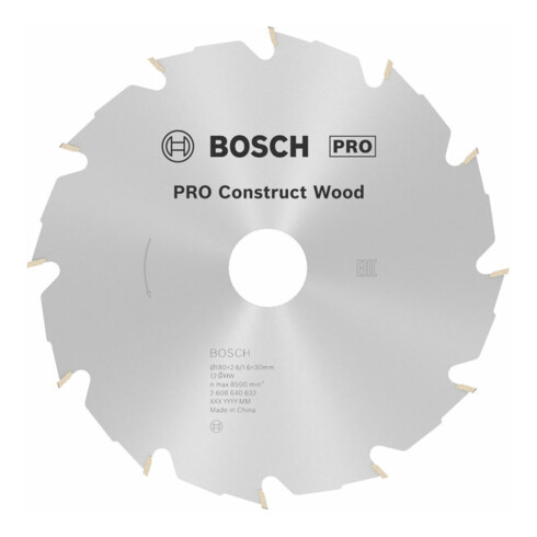 Bosch cirkelzaagblad Construct Wood 180 x 30/20 x 2,6 mm 12