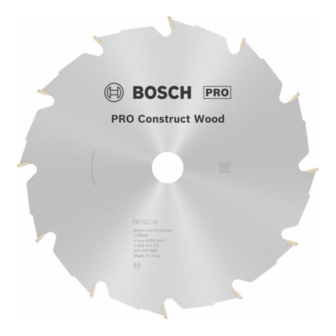 Bosch cirkelzaagblad Construct Wood 190 x 20/16 x 2,6 mm 12