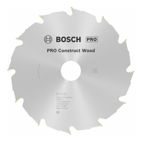 Bosch cirkelzaagblad Construct Wood 190 x 30 x 2,6 mm 12