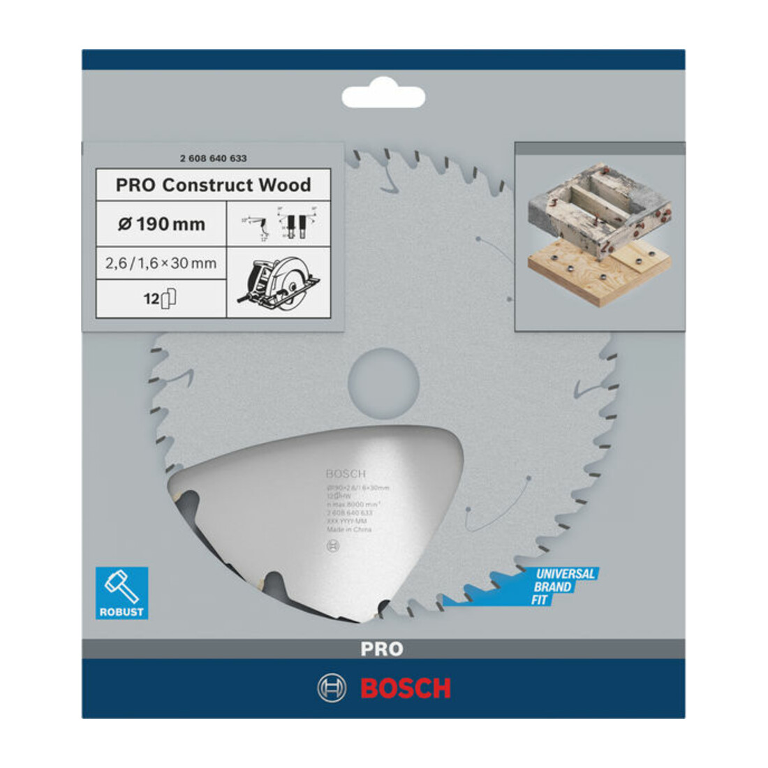 Bosch cirkelzaagblad Construct Wood 190 x 30 x 2,6 mm 12