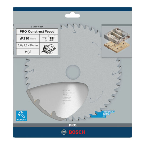 Bosch cirkelzaagblad Construct Wood 210 x 30 x 2,8 mm 14