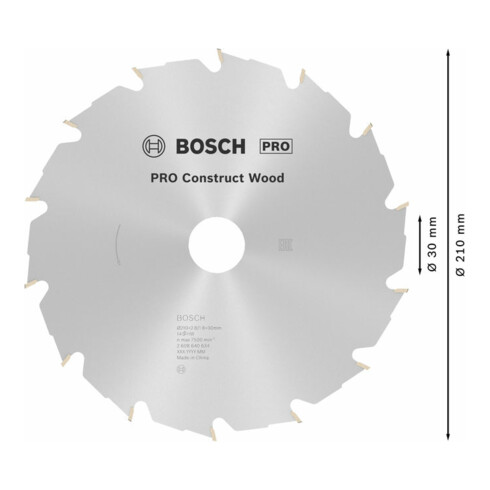 Bosch cirkelzaagblad Construct Wood 210 x 30 x 2,8 mm 14