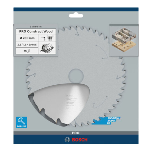 Bosch cirkelzaagblad Construct Wood 230 x 30 x 2,8 mm 16