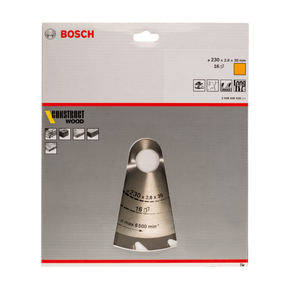 Bosch cirkelzaagblad Construct Wood 230 x 30 x 2,8 mm 16