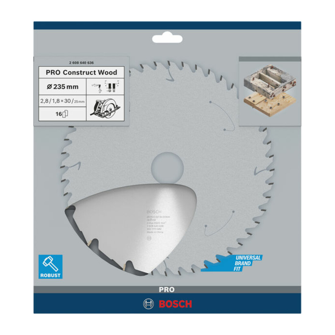 Bosch cirkelzaagblad Construct Wood 235 x 30/25 x 2,8 mm 16