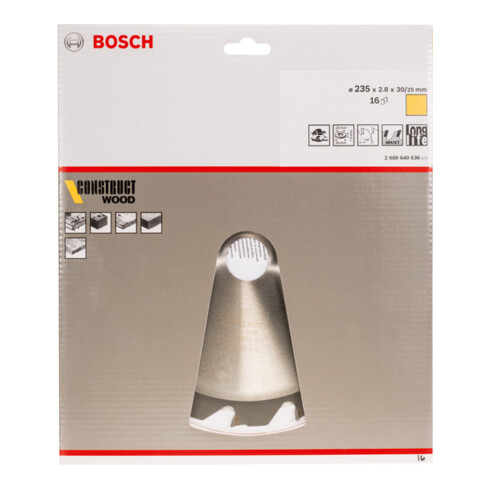 Bosch cirkelzaagblad Construct Wood 235 x 30/25 x 2,8 mm 16
