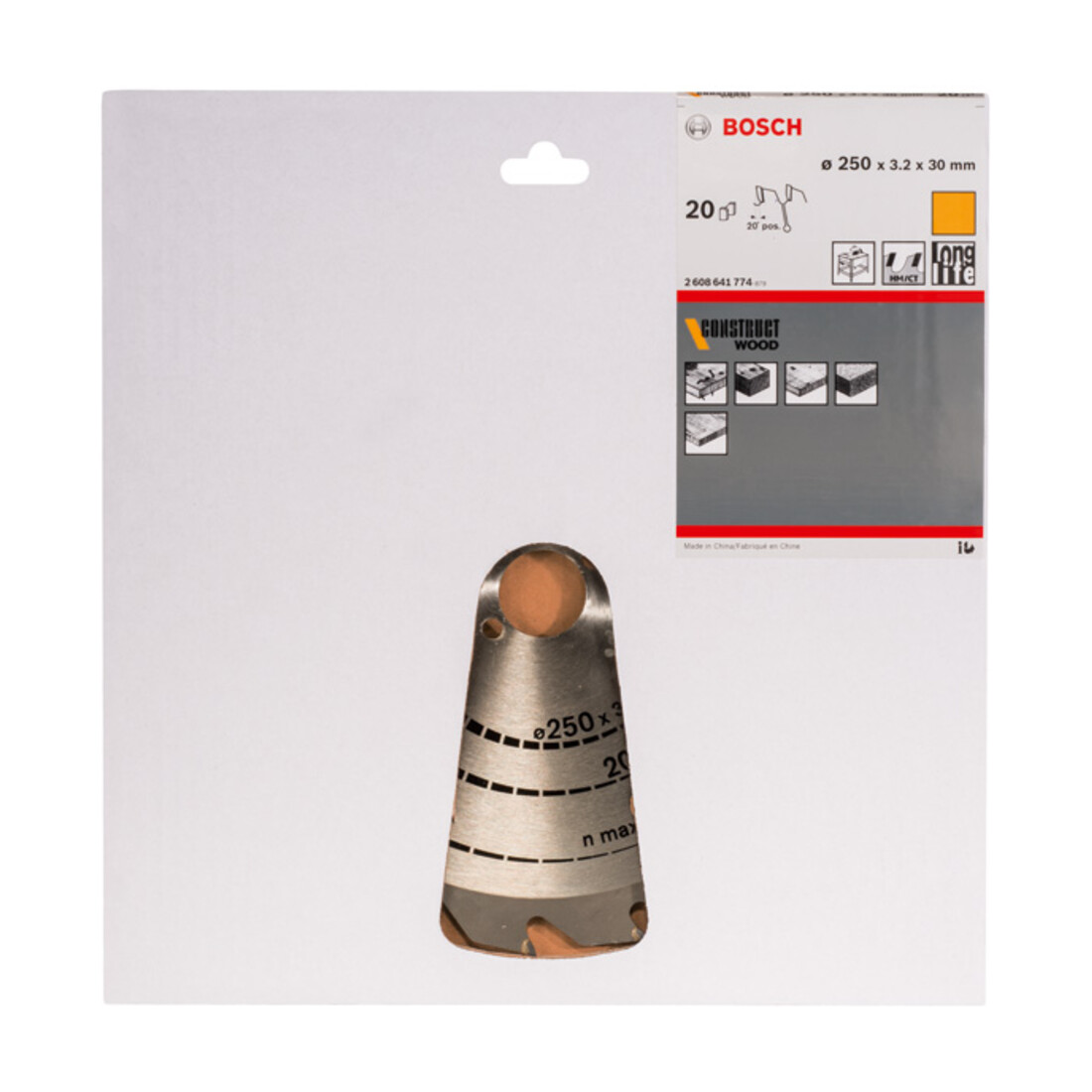 Bosch cirkelzaagblad Construct Wood 250 x 30 x 3,2 mm 20