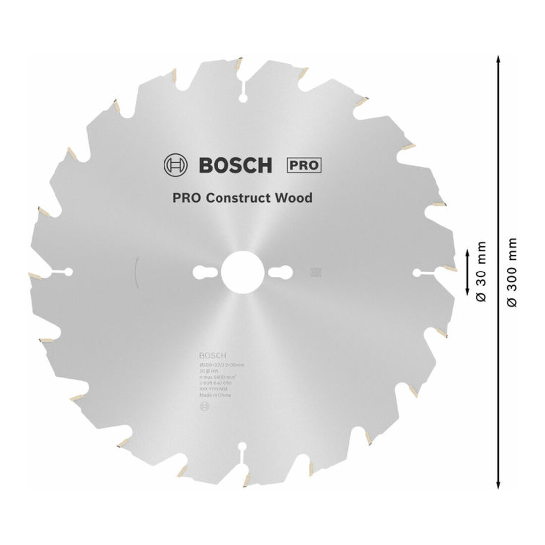 Bosch cirkelzaagblad Construct Wood 300 x 30 x 3,2 mm 20