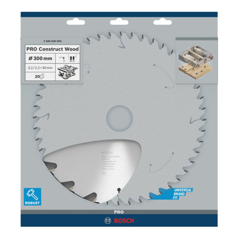 Bosch cirkelzaagblad Construct Wood 300 x 30 x 3,2 mm 20