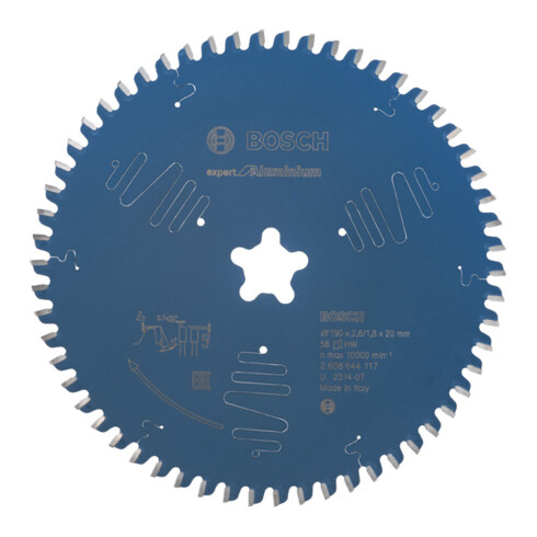 Bosch cirkelzaagblad Expert for Aluminium 190 x ster x 2,6 mm 58