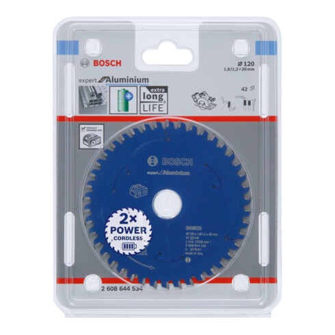 Bosch cirkelzaagblad Expert for Aluminium voor accuzagen 120 x 1,8/1,2 x 20 42 tanden