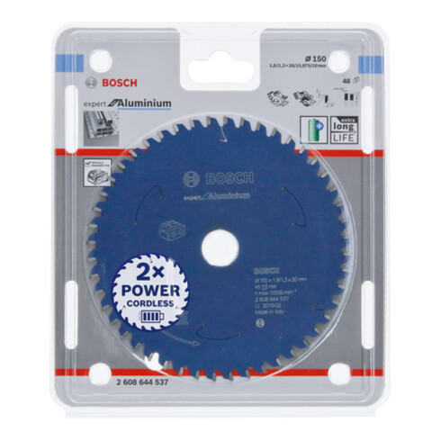 Bosch cirkelzaagblad Expert for Aluminium voor accuzagen 150 x 1,8/1,3 x 20 48 tanden