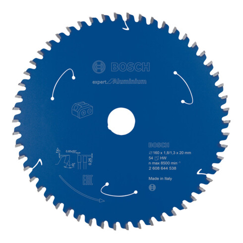 Bosch cirkelzaagblad Expert for Aluminium voor accuzagen 160 x 1,8/1,3 x 20 54 tanden