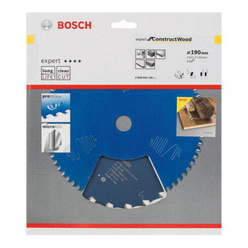 Bosch cirkelzaagblad Expert for Construct Wood 190 x 30 x 2,0 mm 24