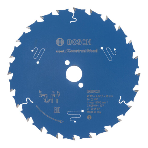 Bosch cirkelzaagblad Expert for Construction Wood 165 x 20 x 2,0 mm 24