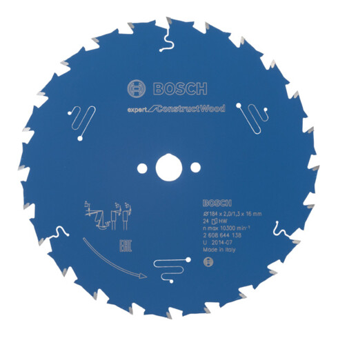 Bosch cirkelzaagblad Expert for Construction Wood 184 x 16 x 2,0 mm 24