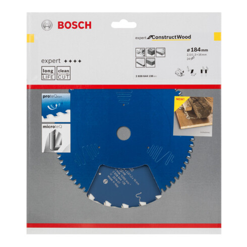 Bosch cirkelzaagblad Expert for Construction Wood 184 x 16 x 2,0 mm 24