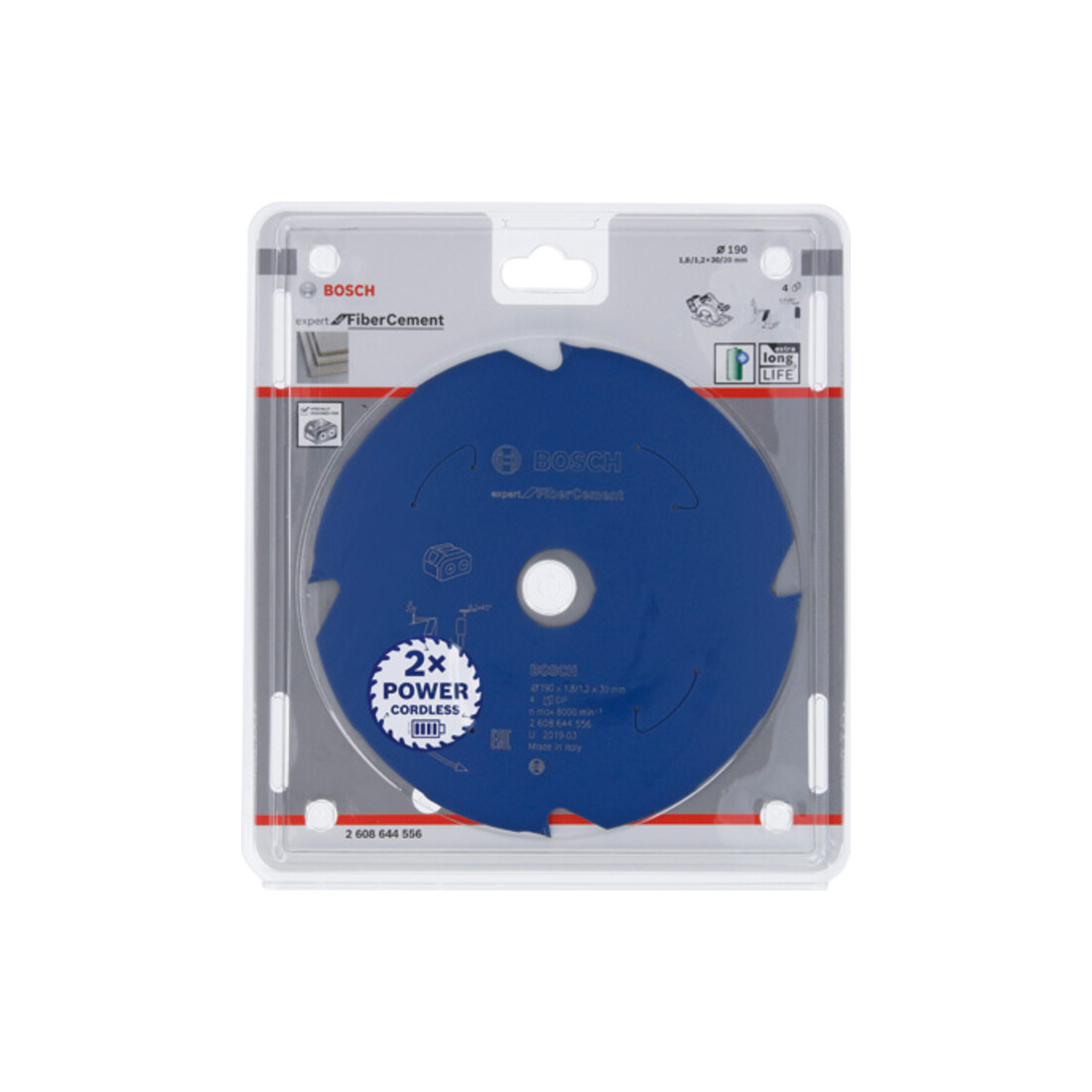 Bosch cirkelzaagblad Expert for Fibre Cement voor accuzagen 190 x 1,8/1,2 x 30 4 tanden