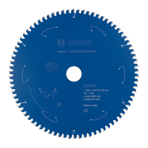 Bosch cirkelzaagblad Expert for Laminated Panel voor accuzagen 254 x 2,6/1,8 x 30 78 tanden