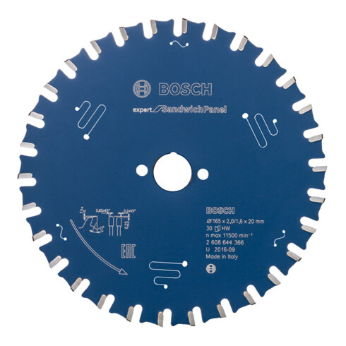 Bosch cirkelzaagblad Expert for Sandwich Panel 165 x 20 x 2,0 mm 30