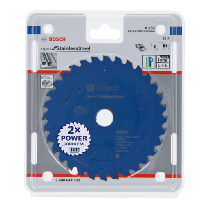Bosch cirkelzaagblad Expert for Stainless Steel voor accuzagen 150 x 1,6/1,3 x 20 32 tanden