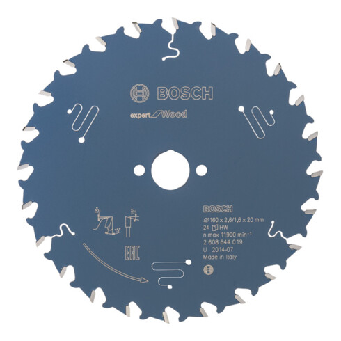 Bosch cirkelzaagblad Expert for Wood 160 x 20 x 2,6 mm 24