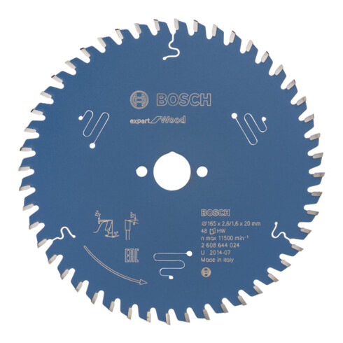 Bosch cirkelzaagblad Expert for Wood 165 x 20 x 2,6 mm 48