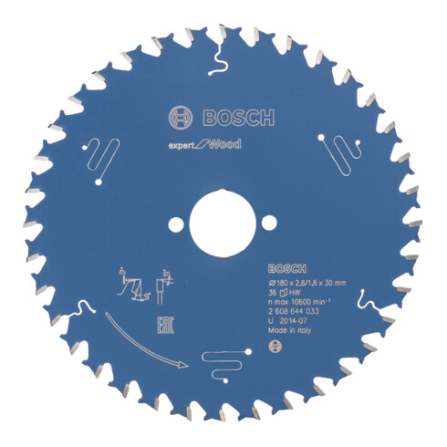 Bosch cirkelzaagblad Expert for Wood 180 x 30 x 2,6 mm 36