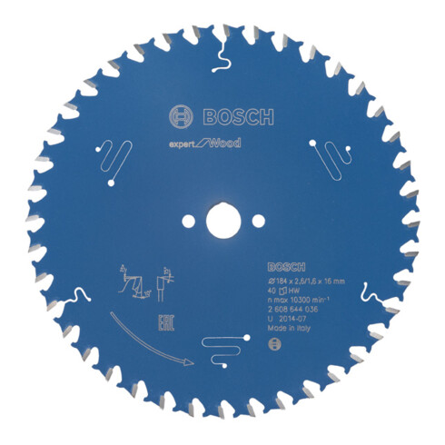 Bosch cirkelzaagblad Expert for Wood 184 x 16 x 2,6 mm 40