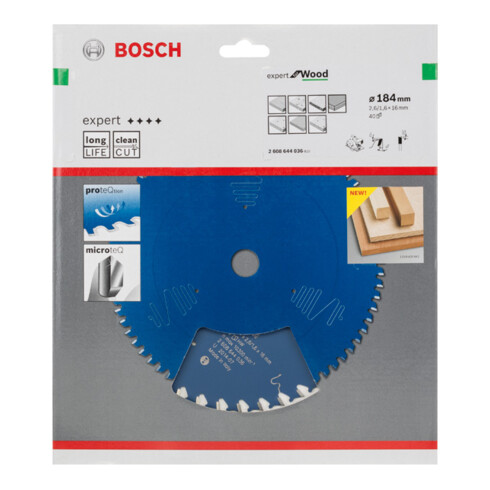 Bosch cirkelzaagblad Expert for Wood 184 x 16 x 2,6 mm 40