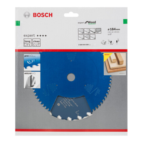 Bosch cirkelzaagblad Expert for Wood 184 x 20 x 2,6 mm 24