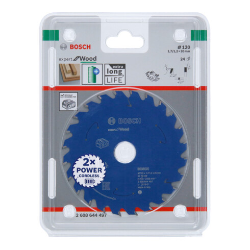 Bosch cirkelzaagblad Expert for Wood voor accuzagen 120 x 1,7/1,2 x 20 24 tanden