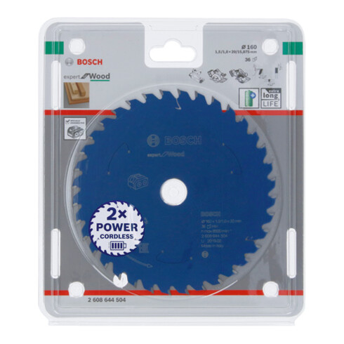 Bosch cirkelzaagblad Expert for Wood voor accuzagen 160 x 1,5/1 x 20 36 tanden
