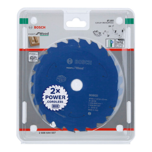 Bosch cirkelzaagblad Expert for Wood voor accuzagen 165 x 1,5/1 x 20 24 tanden