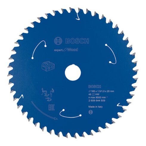 Bosch cirkelzaagblad Expert for Wood voor accuzagen 165 x 1,5/1 x 20 48 tanden