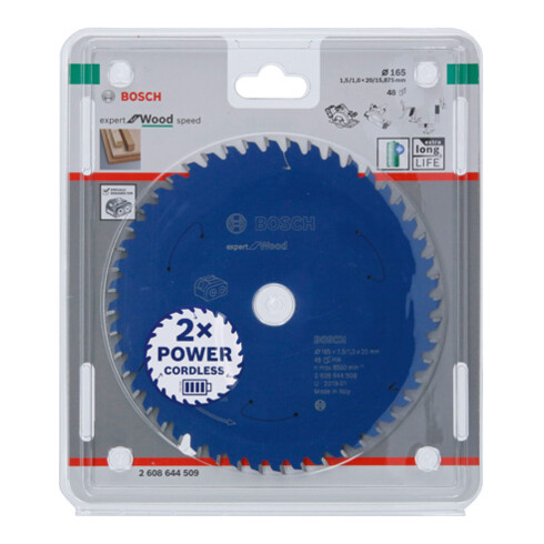Bosch cirkelzaagblad Expert for Wood voor accuzagen 165 x 1,5/1 x 20 48 tanden