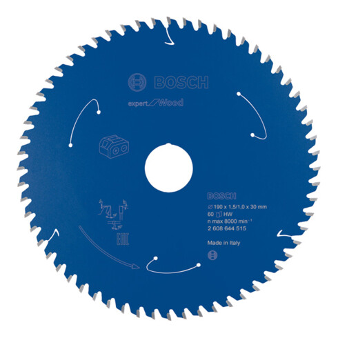 Bosch cirkelzaagblad Expert for Wood voor accuzagen 190 x 1,5/1 x 30 60 tanden