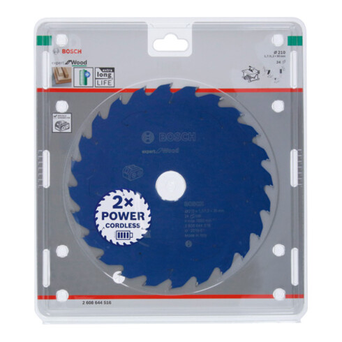 Bosch cirkelzaagblad Expert for Wood voor accuzagen 210 x 1,7/1,2 x 30 24 tanden