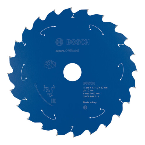 Bosch cirkelzaagblad Expert for Wood voor accuzagen 216 x 1,7/1,2 x 30 24 tanden