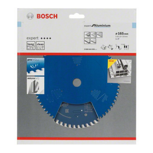 Bosch cirkelzaagblad Expert for Aluminium 165 x 20 x 2,6 mm 52