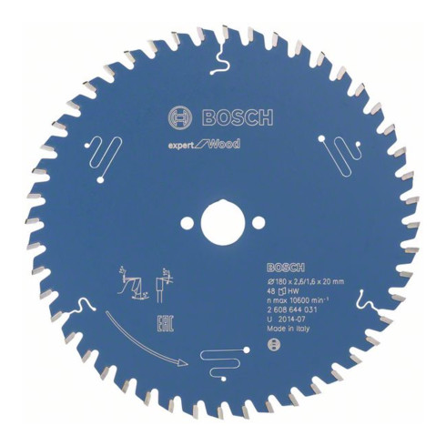 Bosch cirkelzaagblad Expert for Wood 180 x 20 x 2,6 mm 48