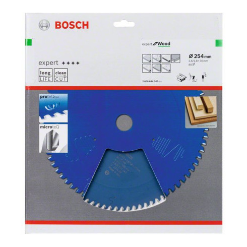Bosch cirkelzaagblad Expert for Wood 254 x 30 x 2,6 mm 80